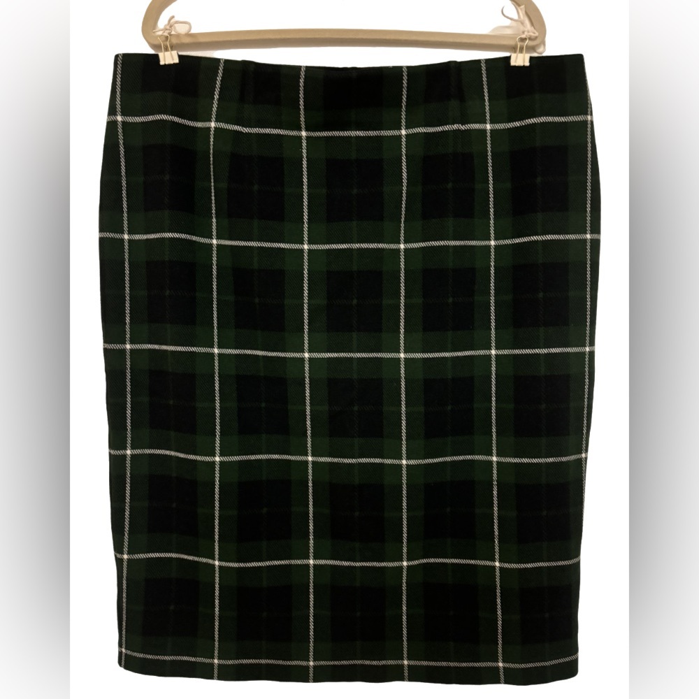 XL Women’s J Jill Plaid Skirt Hunter Green Christmas